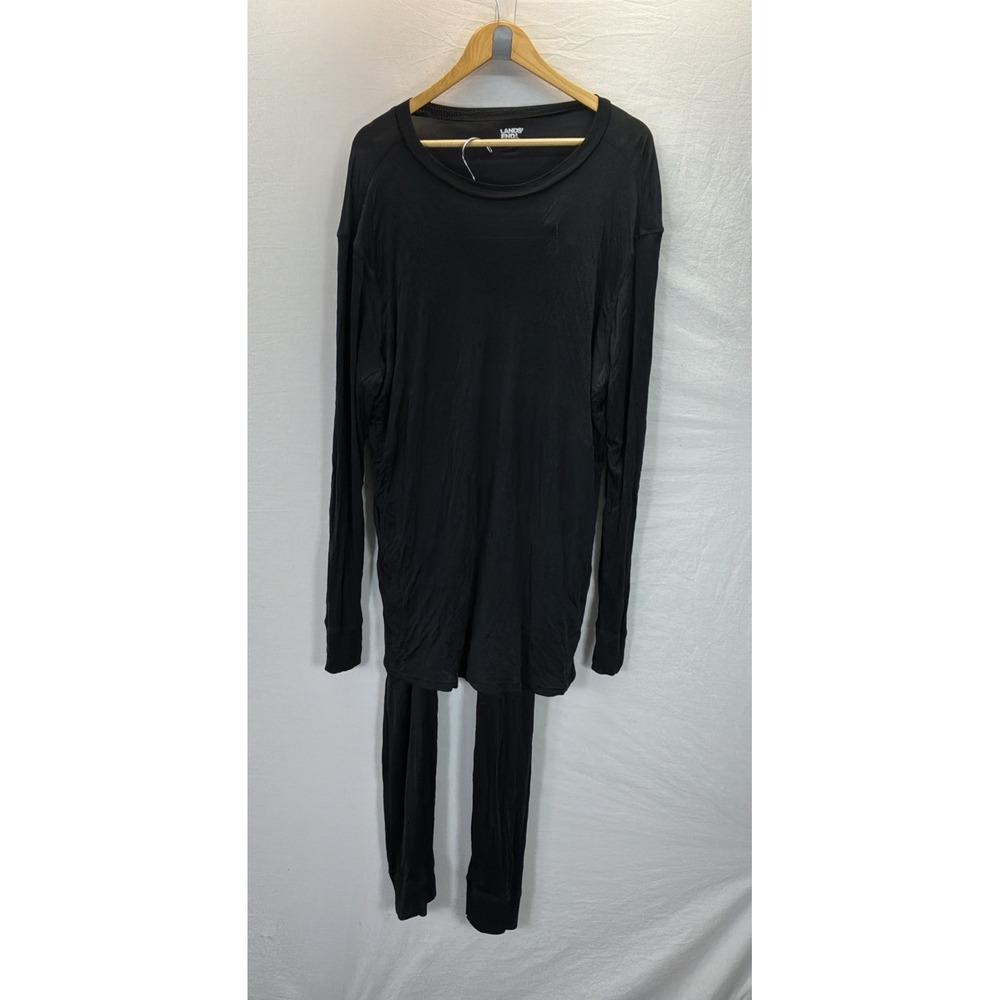 Lands End Mens 3XLT Black 100% Silk Lightweight Base Layer Set Tall Ski Snow